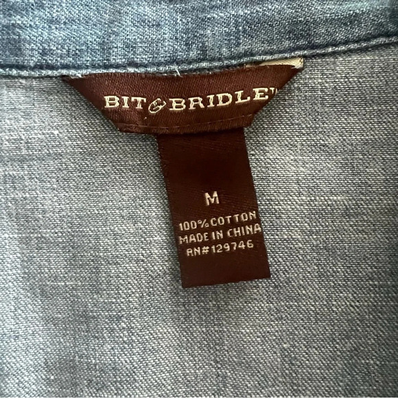 Denim Chambray Western Pearl Snap Shirt - Picture 3 of 4